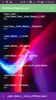 Justin Bieber Music library android App screenshot 0