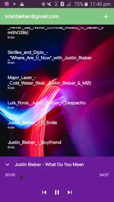 Justin Bieber Music library android App screenshot 1